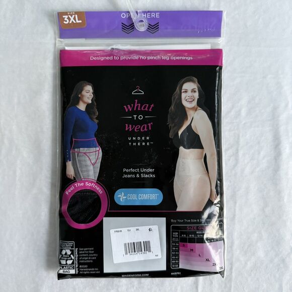 Maidenform Flexees Thong Womens PLUS SIZE 3XL Black Shapewear Panty Cooling NWT - Picture 4 of 5